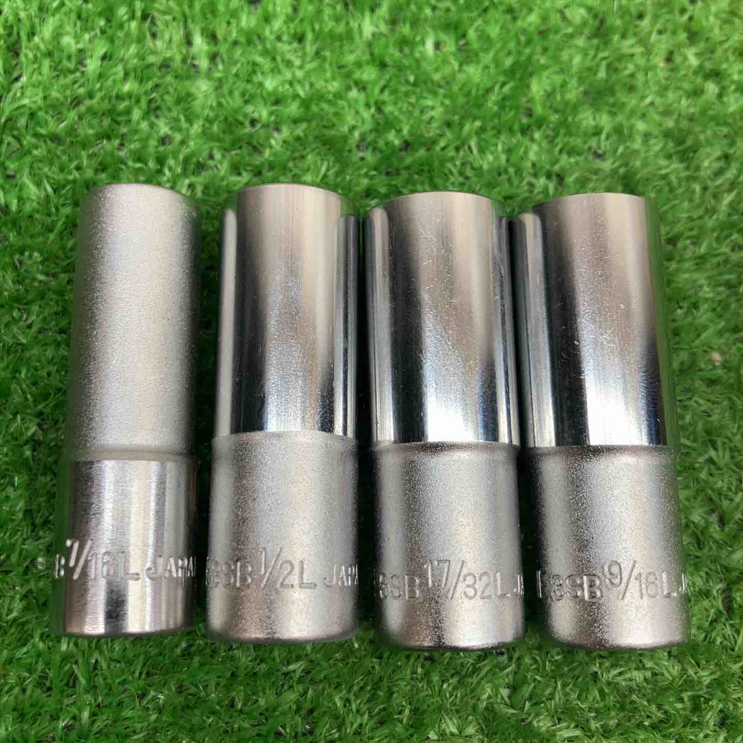 差込角9.5mm(3/8inch)　ディープソケット（６角）（インチサイズ）12本セット【富山店】◇BR