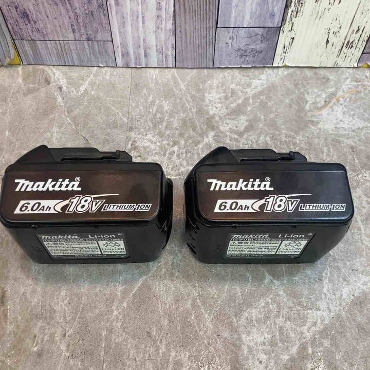 【中古品】マキタ makita リチウムイオンバッテリー 18V/6.0Ah BL1860B 充電回数3回、2回 充電器DC18RF (未使用品) セット品【八潮店】