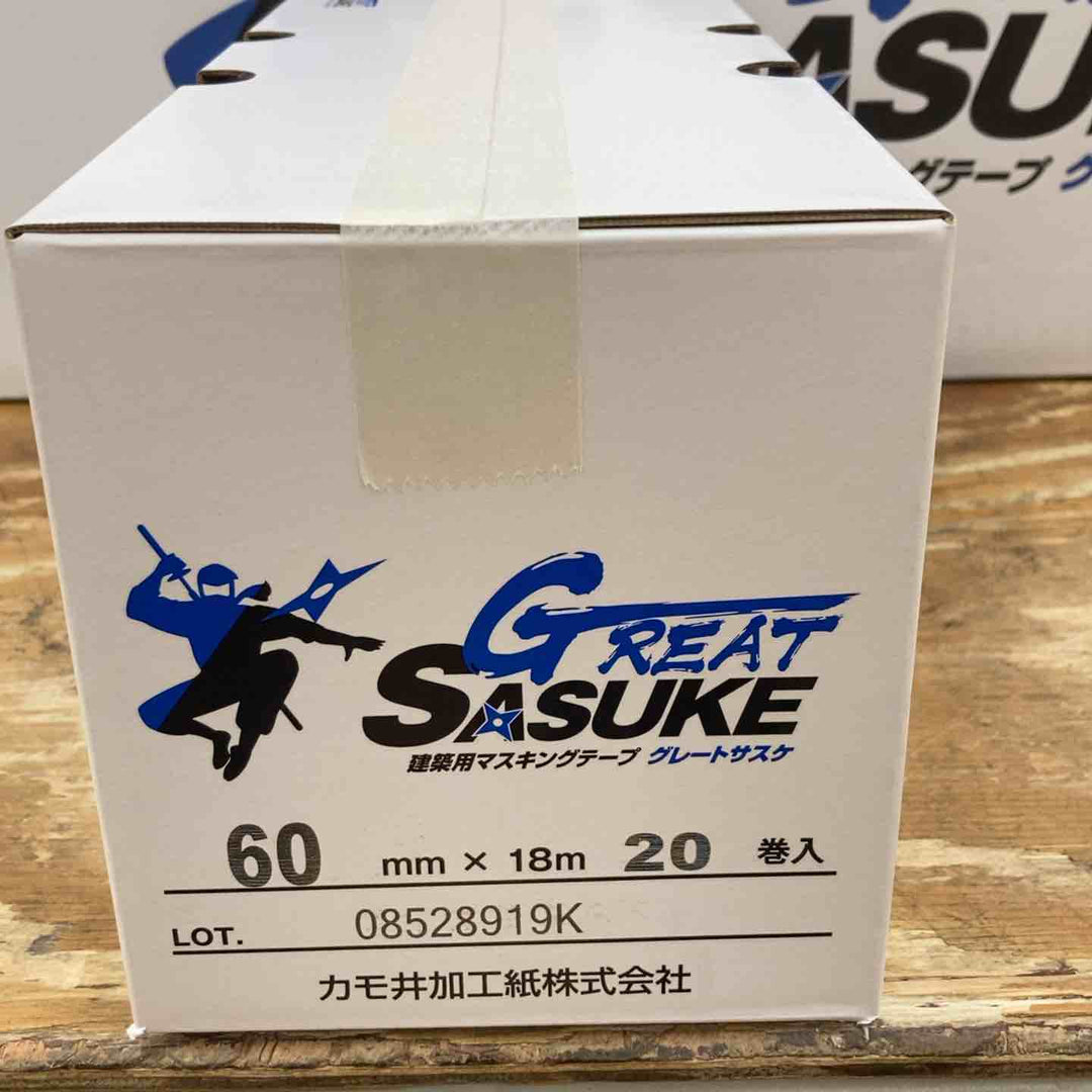 【未使用品/まとめ売り】200巻 カモ井加工紙 マスキングテープ グレートサスケ 60mm  20巻き×10箱 建築 塗装 マステ【柏店】