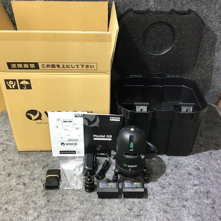 【未使用品】VOICE レーザー墨出し器 フルライングリーンレーザー Model-G8 受光器 三脚つき【桶川店】