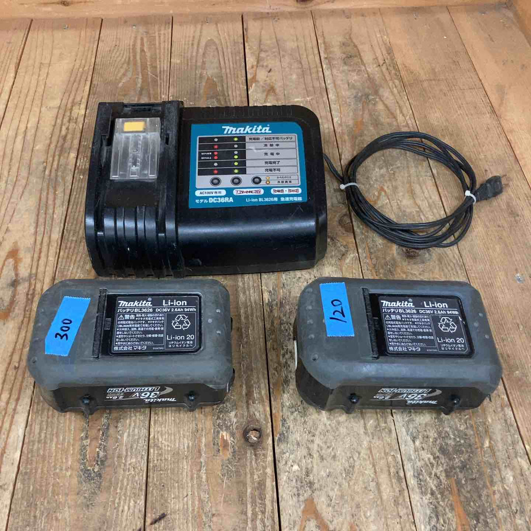 値下げ！マキタ makita BL3626 36V2.6Ah リチウムイオンバッテリー *2(充電回数[300][120]) 充電器DC36RA 充電まで確認【所沢店】