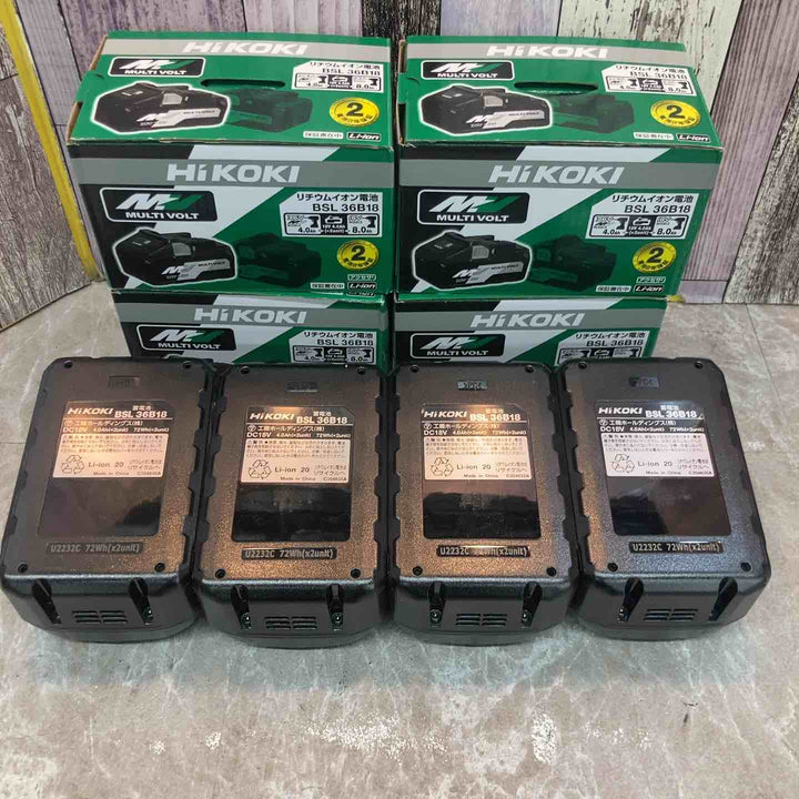 【未使用品】【純正】4個セット HiKOKI ハイコーキ マルチボルト リチウムイオンバッテリー 36V 4.0Ah BSL36B18【八潮店】