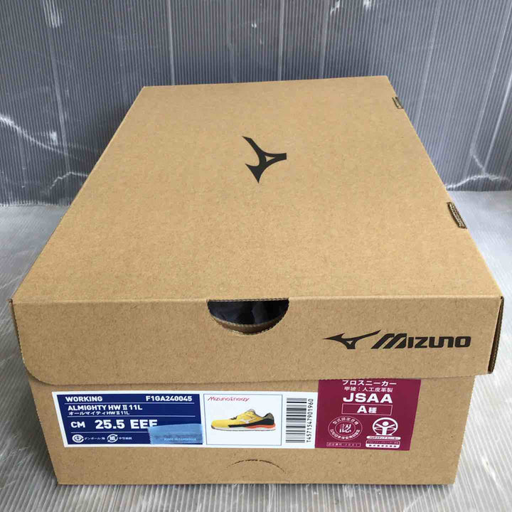 [ミズノ] ワークシューズ オールマイティHWⅡ11L F1GA2400 25.5cm イエロー×ホワイト【草加店】