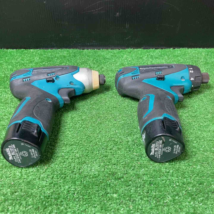 【中古品】マキタ 充電式インパクト TD090D×2点、充電式ドライバードリル DF030D×2点 (10.8V1.3Ahバッテリー×4、充電器) まとめ9点 【岩槻店】