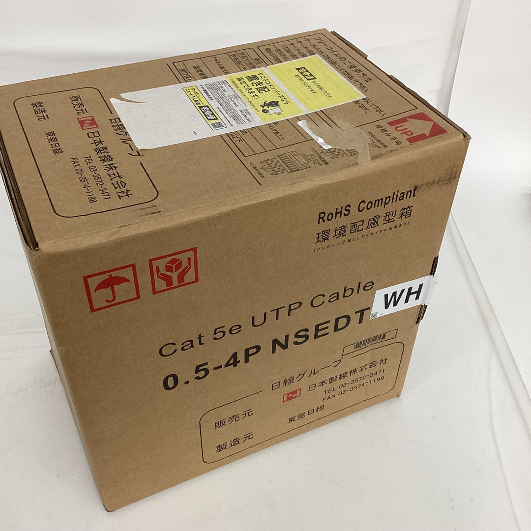 ◇日本製線 Cat5e UTPケーブル 0.5-4P NSEDT LANケーブル 300ｍ×1箱 WH【狭山】