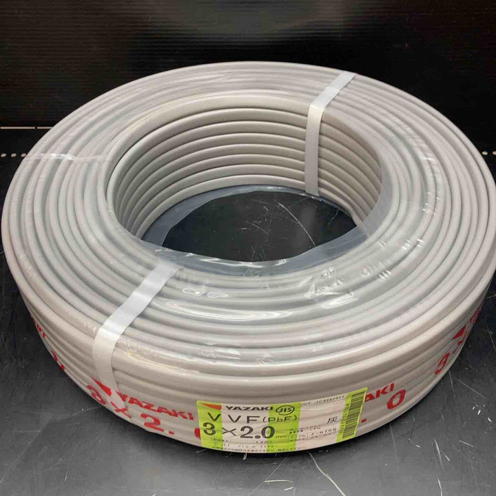 ◇矢崎 VVFケーブル 2.0mm×3芯 100m巻 (灰色) VVF2.0mm×3C×100m YAZAKI 製造2025年4月【川越店】
