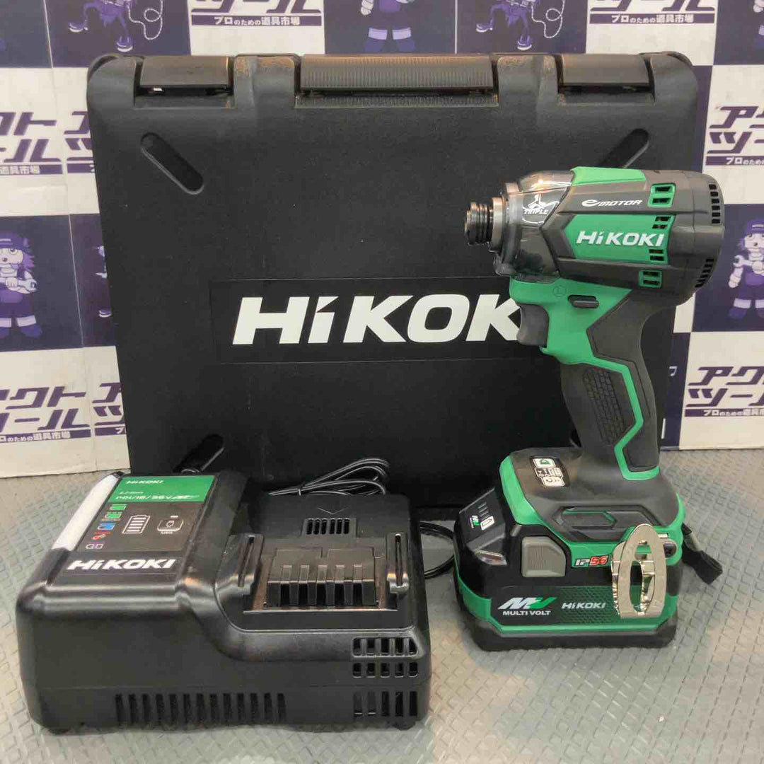 【中古品】HiKOKI(ハイコーキ) 18V 充電式 インパクトドライバ WH18DC  バッテリー1個・充電器・ケース付 WH18DC(XPZ), アグレッシブグリーン【所沢店】