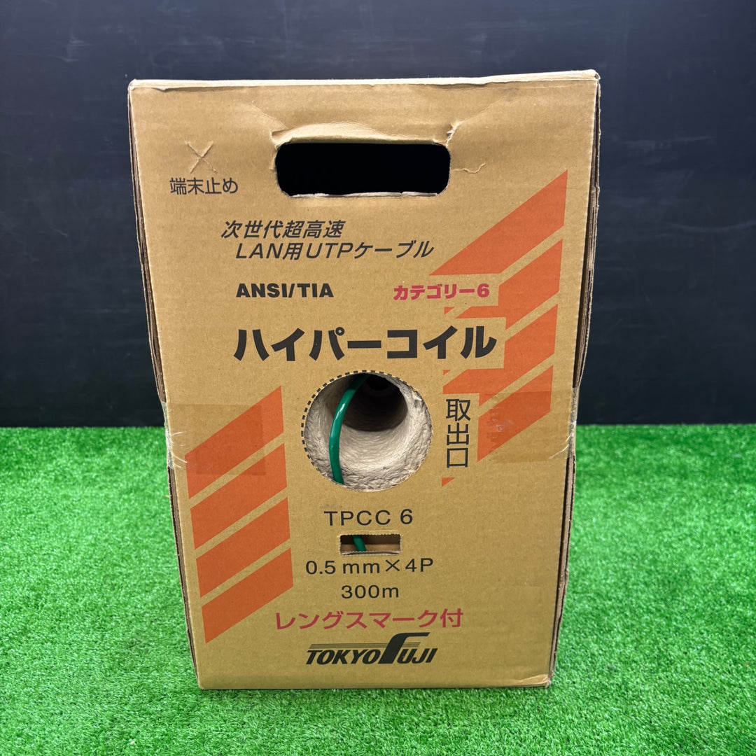 ◇冨士電線 LAN用UTPケーブル ハイパーコイル TPCC6 0.5mm×4P 300m 11.25kg CAT6 緑【電材館越谷店】