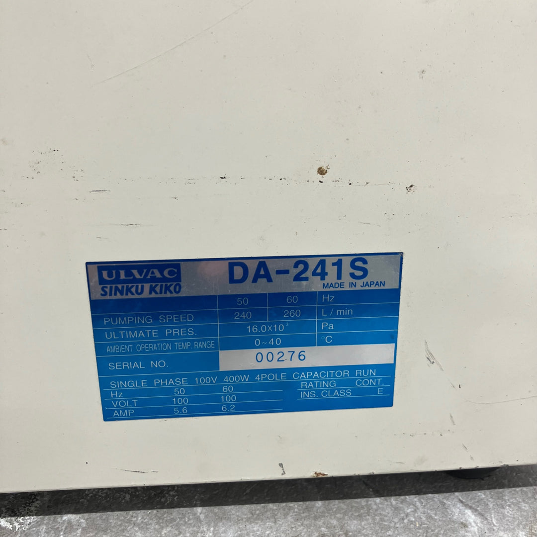 ULVAC ダイアフラム型ドライ真空ポンプ 100V DA241S【八潮店】