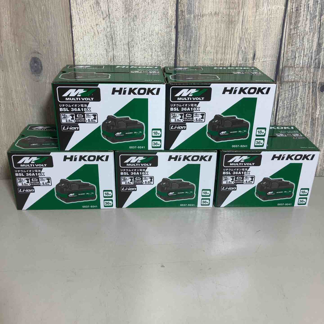 【未使用品】 ハイコーキ HIKOKI 日立 リチウムイオンバッテリー 36V/2.5Ah BSL36A18X 5個 バッテリー 純正 純正品 マルチボルト 【戸田店】