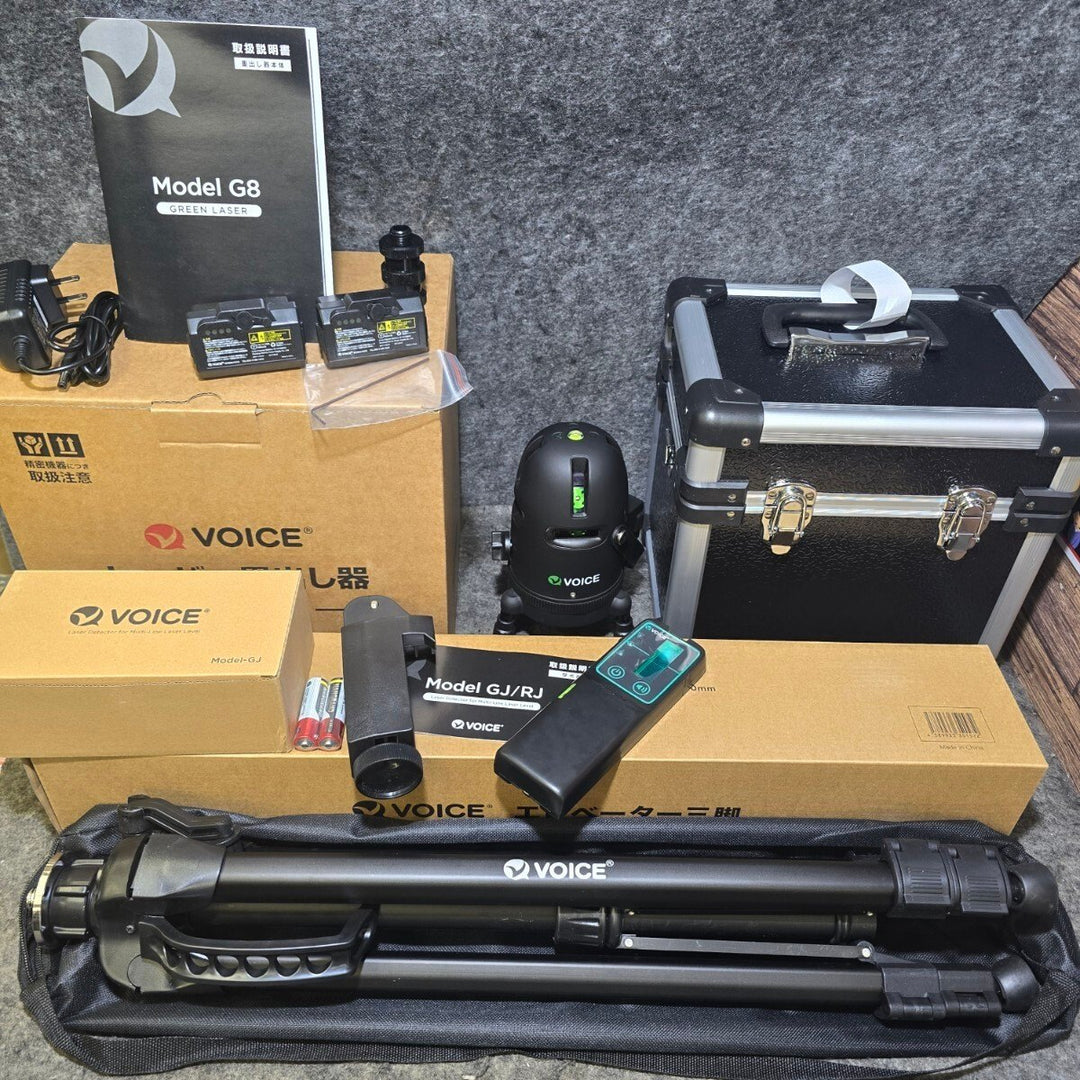 【未使用品】VOICE レーザー墨出し器 フルライングリーンレーザー Model-G8 受光器 三脚つき【桶川店】