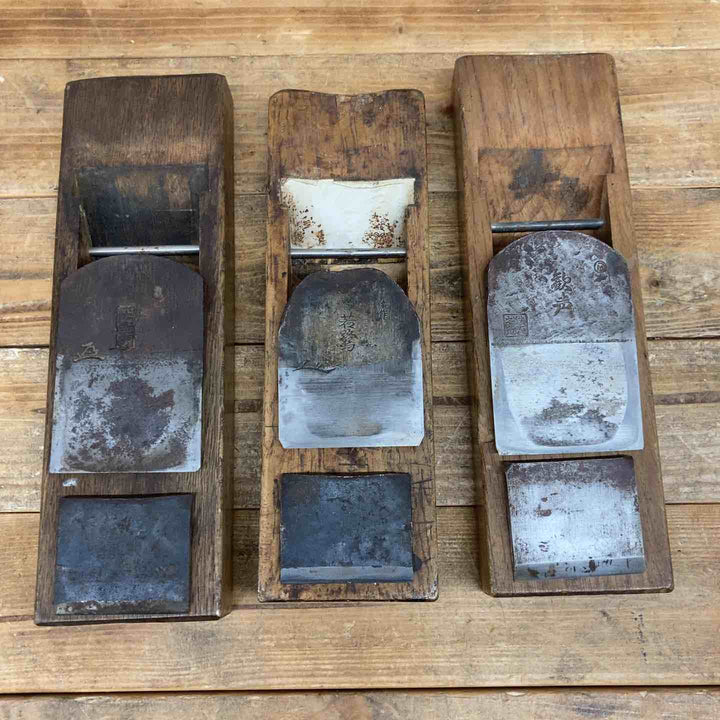 【中古品】 光圀・若鷺・歓声 鉋3点セット  鉋 かんな カンナ 和工具 大工道具 鑿 のみ 鋸 のこ 【東大和店】