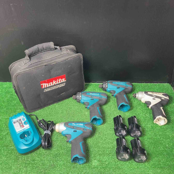 【中古品】マキタ 充電式インパクト TD090D×2点、充電式ドライバードリル DF030D×2点 (10.8V1.3Ahバッテリー×4、充電器) まとめ9点 【岩槻店】