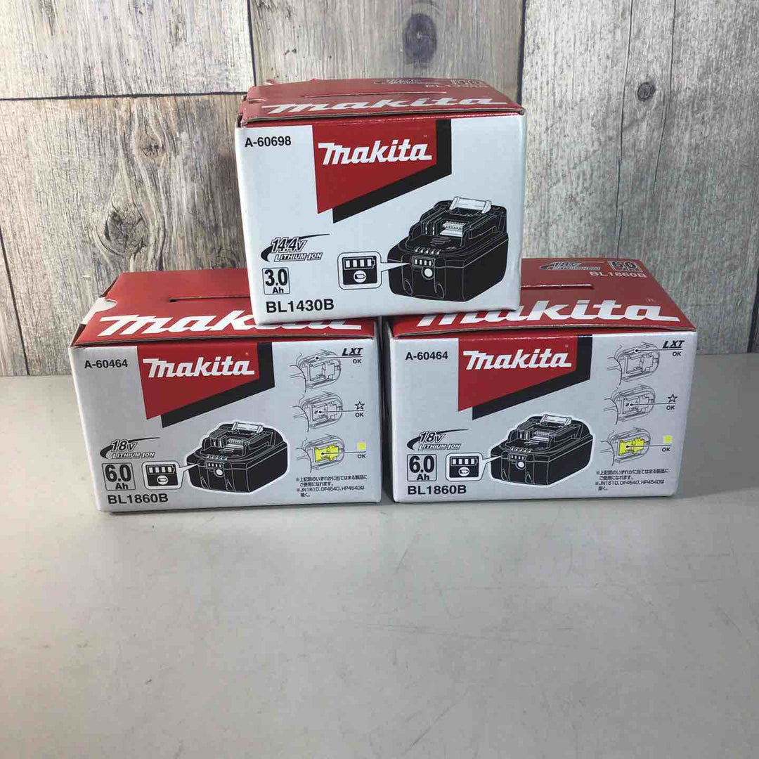 【未使用品】 純正 マキタ makita リチウムイオンバッテリー 14.4V/6.0Ah BL1460B バッテリー 14.4V 18V/6.0Ah BL1860B 3個【戸田店】