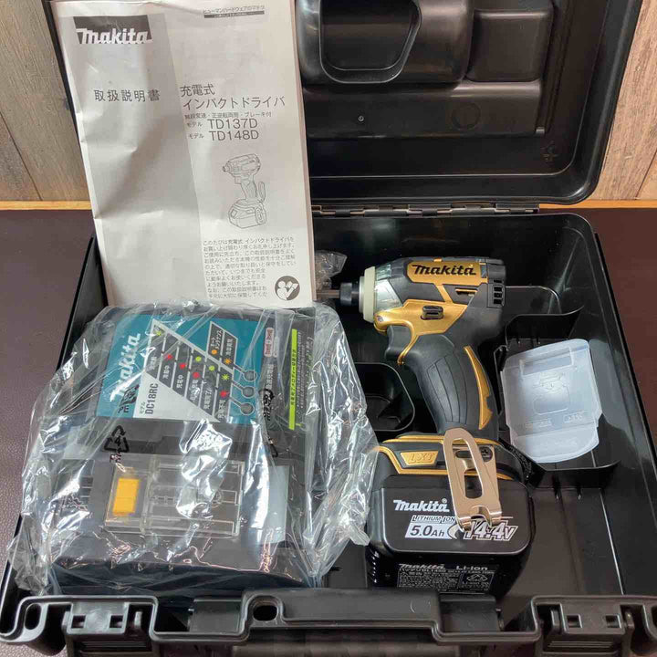 【未使用品(店頭展示品)】 マキタ(makita) コードレスインパクトドライバ 14.4V ゴールド TD137DSP1 (TD137DRTX) 100周年 限定品 フルセット 【東大和店】