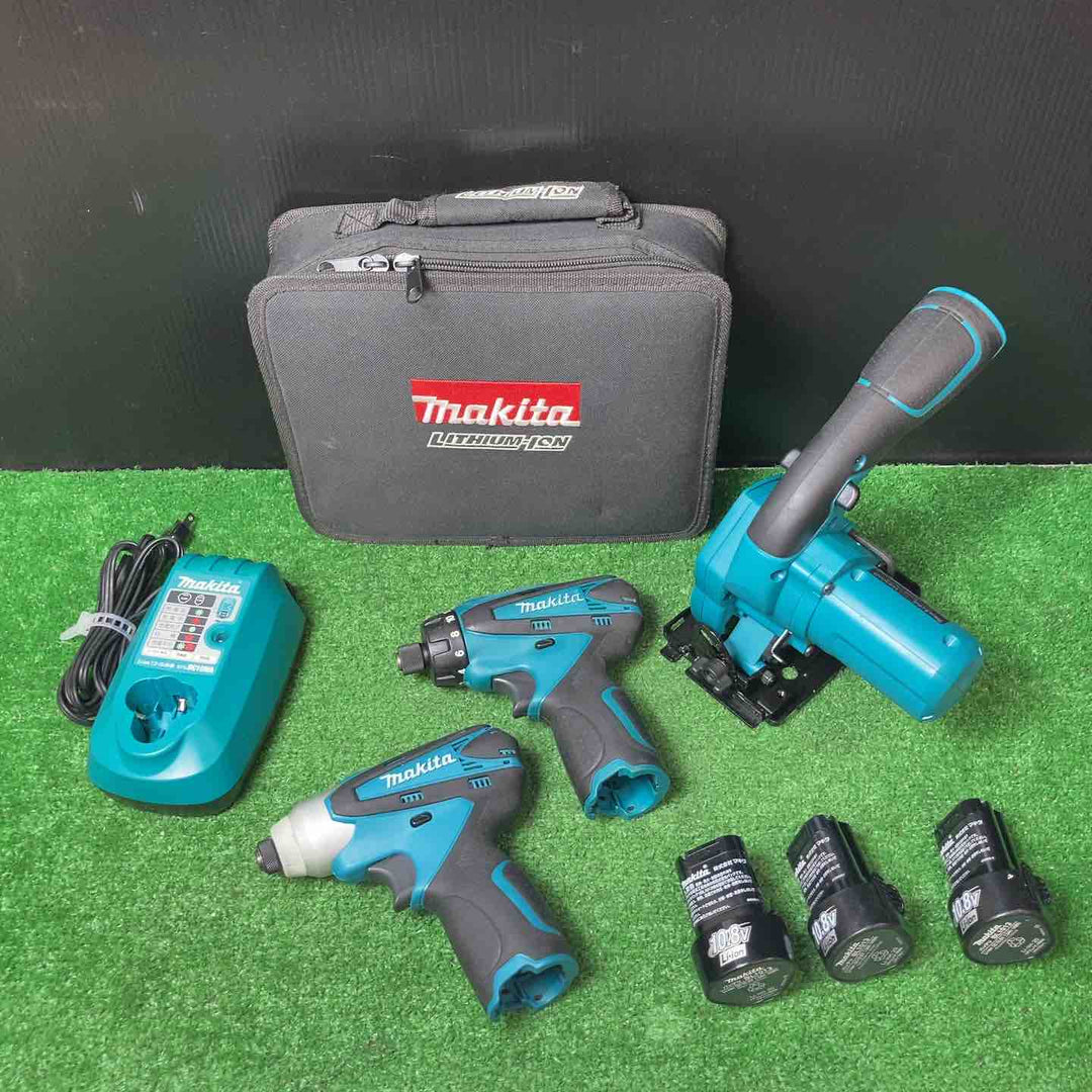 【中古品】◇充電式マルノコ＋インパクト＋ドライバードリル (10.8V1.3Ah×3、充電器付き) まとめ7点セット♪【岩槻店】