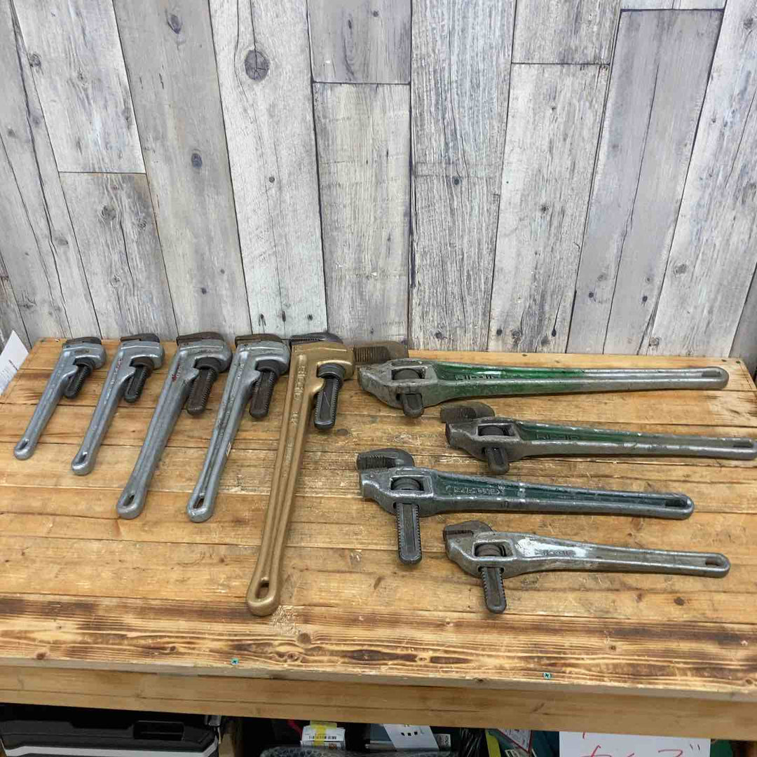 【中古品】 【まとめ売り】 RIDGID アルミ パイプレンチ 9本セット 24”・18”・14”・824・818・814・812 タテ型 水道管 白管用 【東大和店】