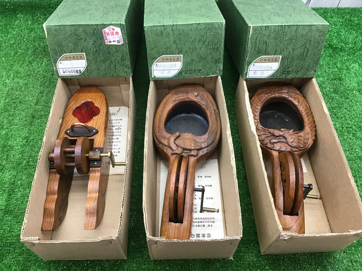 けやき工芸　墨壺/つぼ/坪　3個まとめ売り　忘れもの/四神獣玄武・朱雀　骨董【富山店】Y4