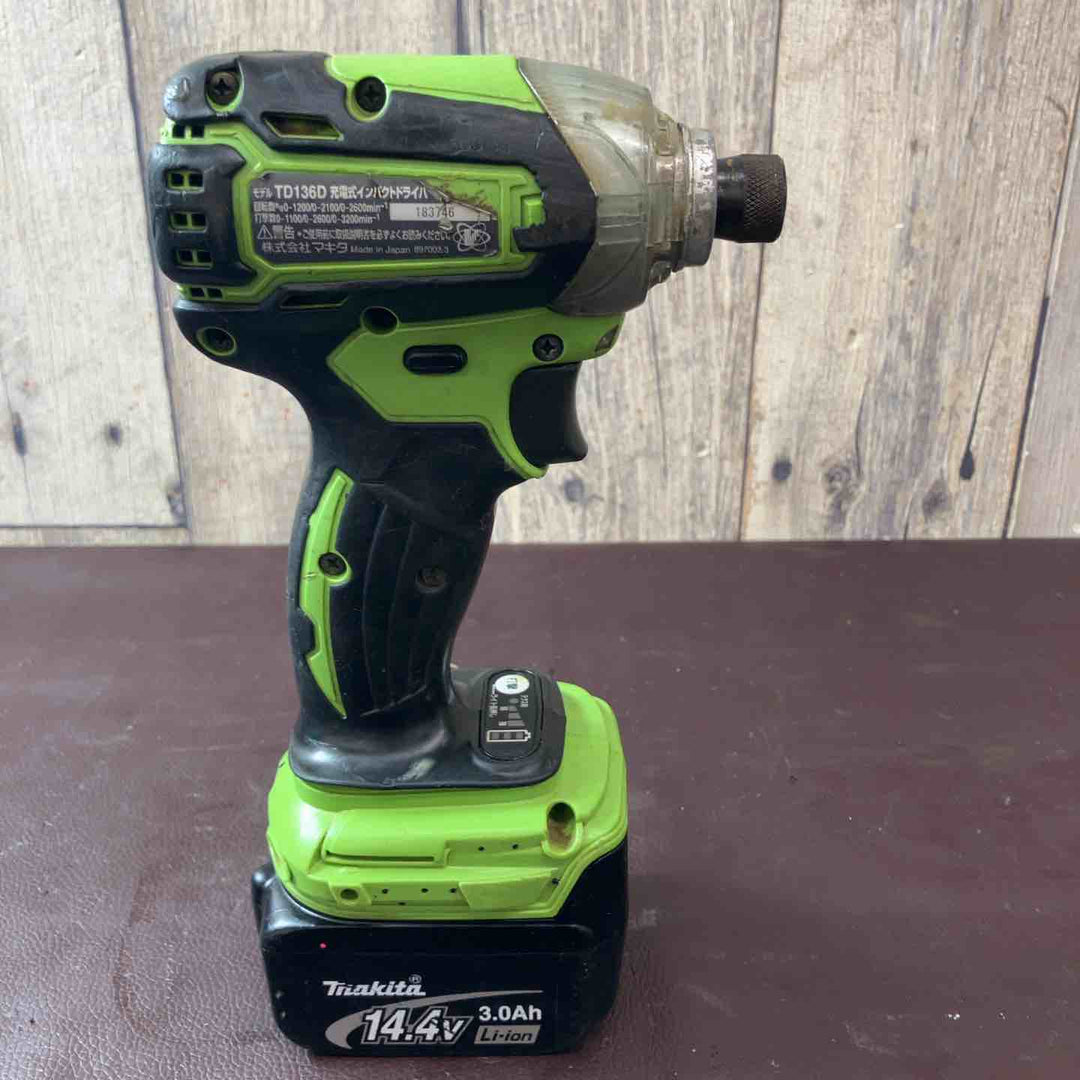 【中古品】 マキタ(makita) コードレスインパクトドライバー TD136DZL  おまけバッテリー1個14.4V 1個付 【東大和店】